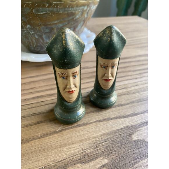 Vintage Midcentury Medieval Duncan Ceramic Hand Painted Chess Pieces Bishops - Picture 5 of 5